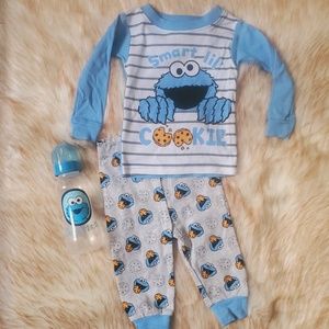 Kid's NWOT 9 Month Sesame Street Cookie Monster 2 Piece Pajama Set